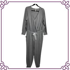 SLEEP by Cacique Heather Gray Long Sleeve Jumpsuit Pajamas Size 14 / 16